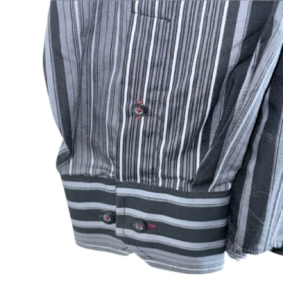 Bugatchi Uomo Black Stripe Shirt XXL Pocket Extra long - Picture 10 of 12